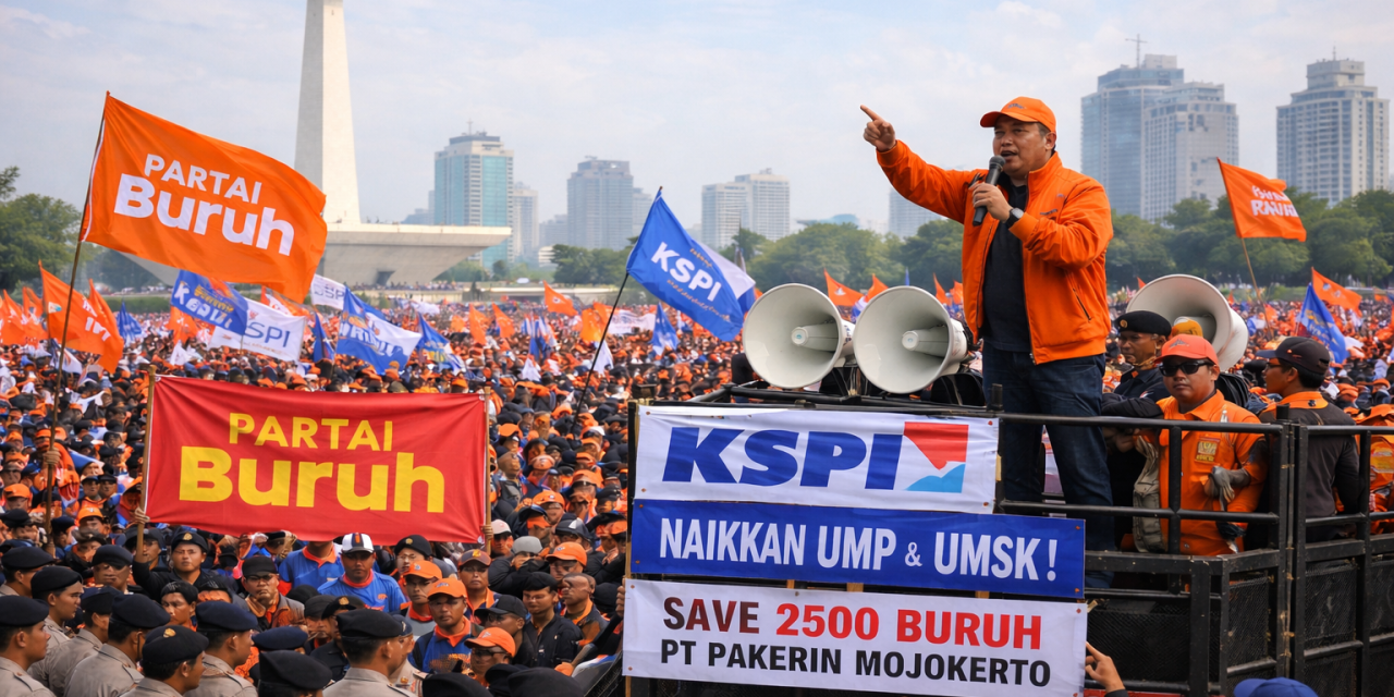 Aksi Buruh di Jakarta Desak Revisi Upah dan Perlindungan Kerja