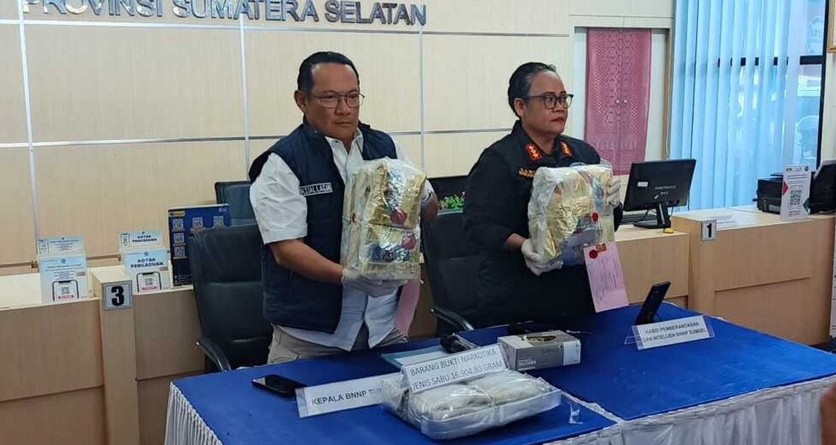 BNN Sumsel Sita 16,9 Kg Sabu di Palembang, 2 Kurir Ditangkap
