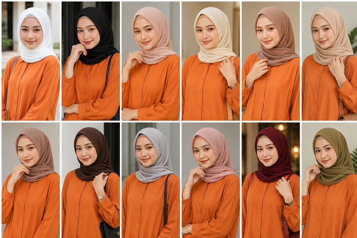 Baju Orange Cocok Dengan Jilbab Warna Apa