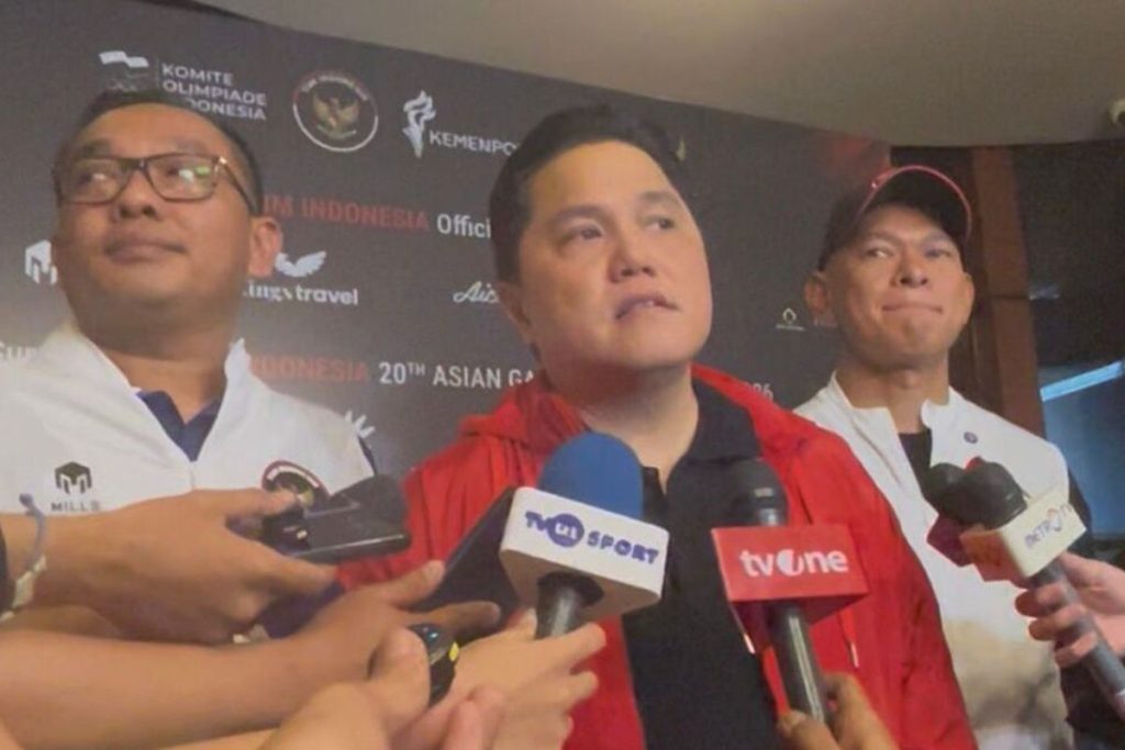 Erick Thohir menyampaikan target empat medali emas kontingen Indonesia di Asian Games 2026.